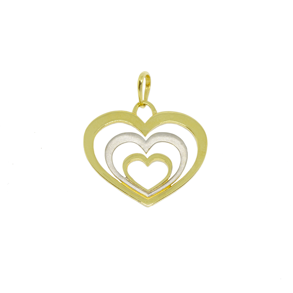 Pingente Triplo Cora��o em Ouro 18 Kilates � 25358